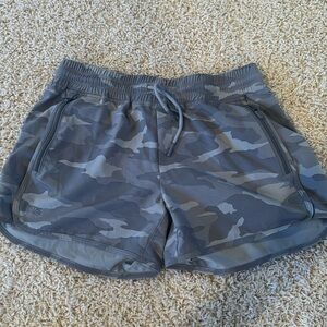 Athleta Girl Grey and white camo athletic shorts